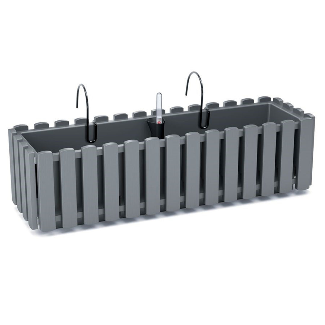 Boardee Fencycase balkonbak met ophanging en irrigatiesysteem bloembak bloempot met haak plantenbak 58cm grijs