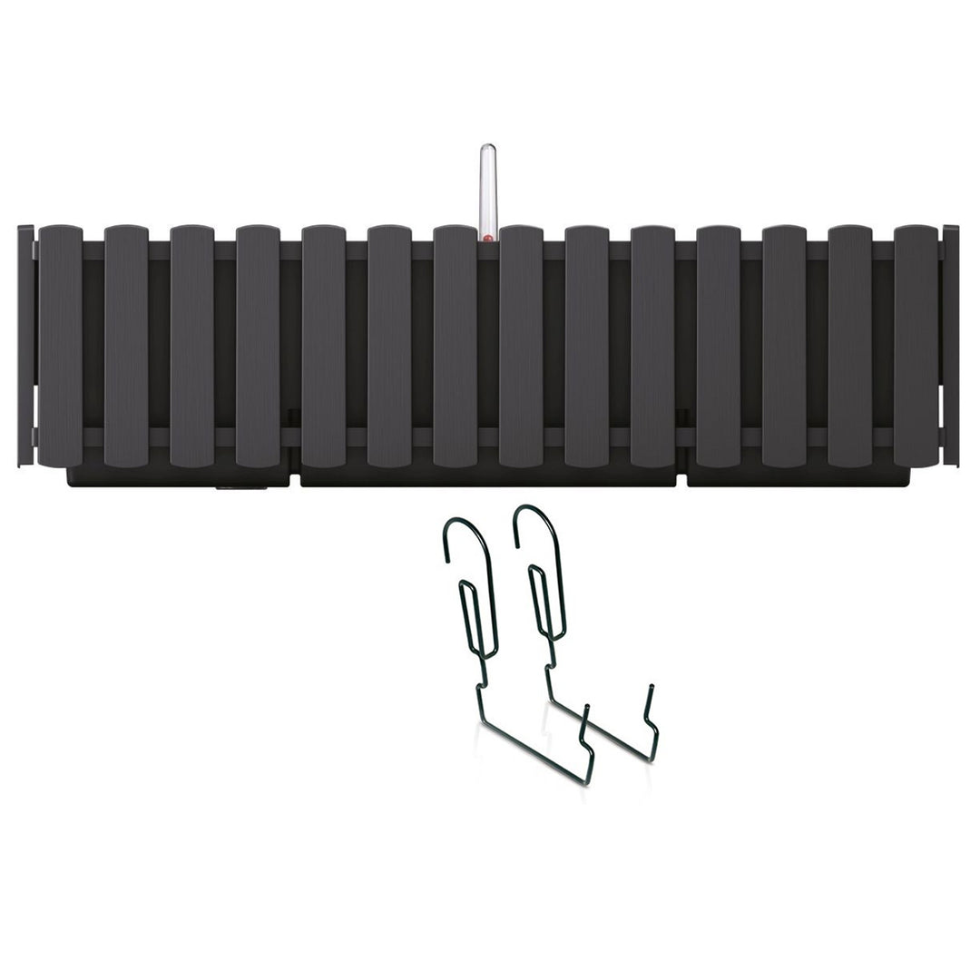 Boardee Fencycase balkonbak met ophanging bloembak bloempot met haken plantenbak 58cm antraciet