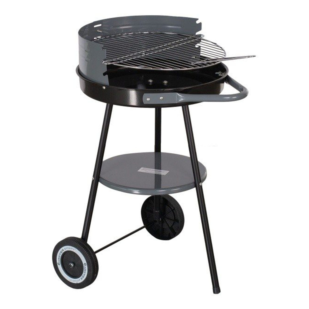 Master Grill MG912 Ronde grill op wielen Houtskoolgrill Staande grill Grillwagen met onderste plank Tuingrill 40cm diameter BBQ