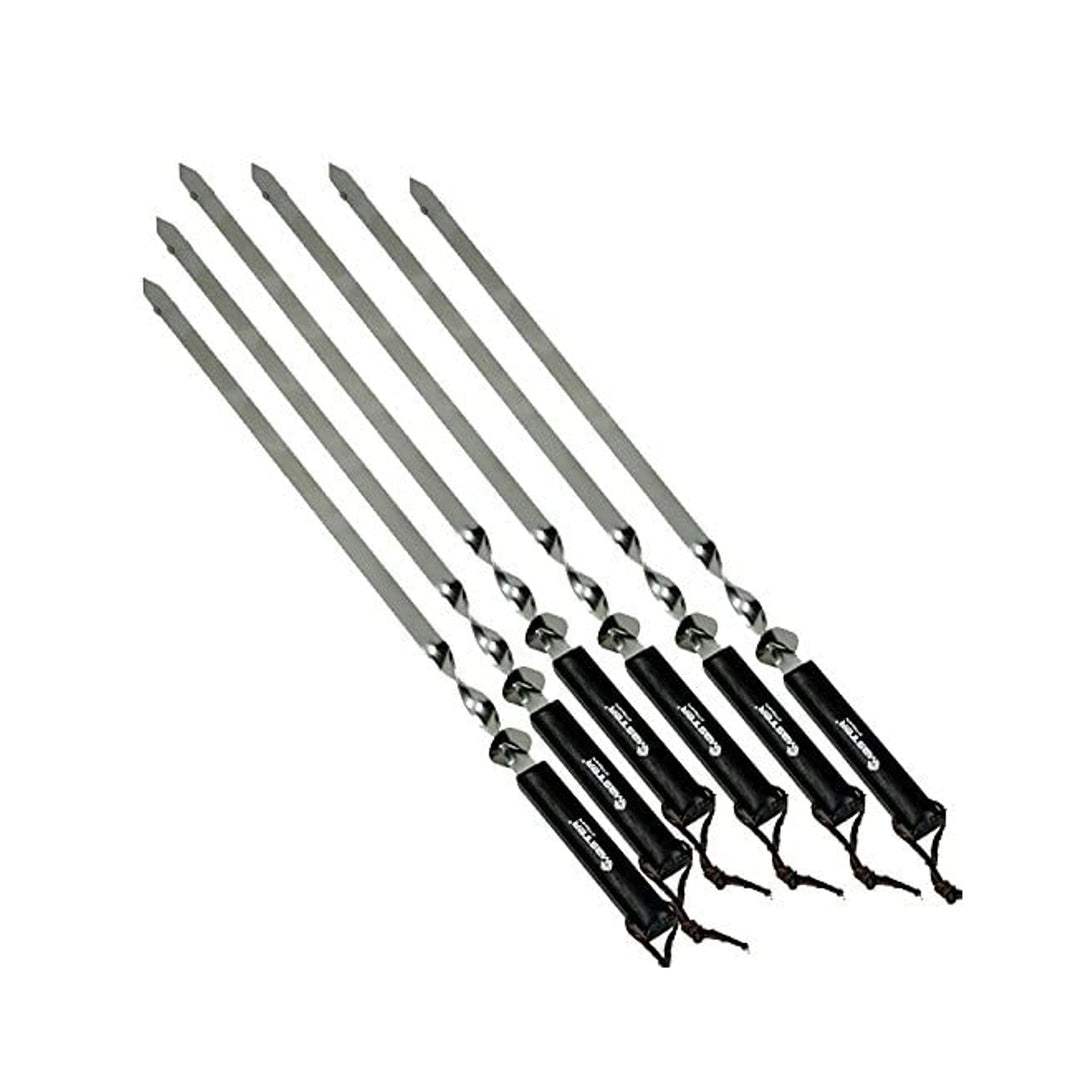 Grillspiesjes 600x15x1.8mm ROESTVRIJ STAAL met houten handvat