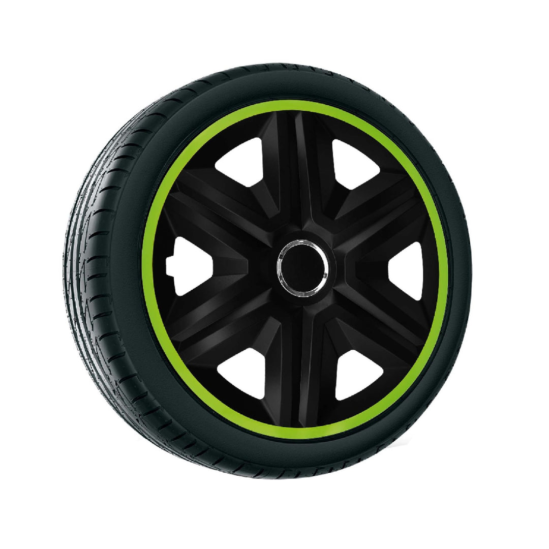 NRM - wieldoppen 16" set van 4 stuks - Zwart met groen