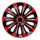 NRM - wieldoppen 15" - zwart met rood - set van 4 stuks - ABS / Duurzaam / Resistant