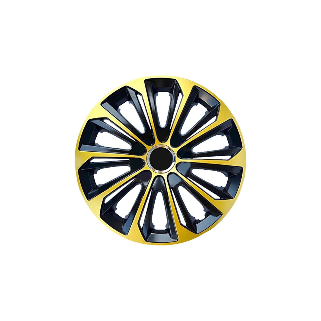 NRM - wieldoppen 16" - zwart met gold- set van 4 stuks - ABS / Duurzaam / Resistant