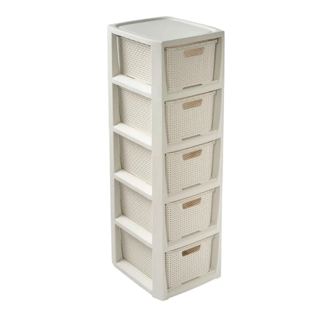 Commode kast met 5 manden BranQ antiek wit