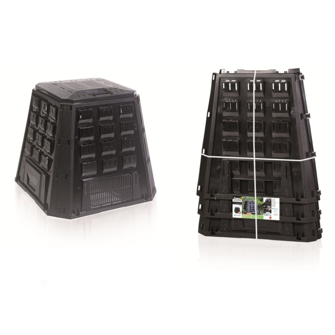 Prosperplast - Evogreen Composter Tuincomposteerbak met deksel Schuifklep Luchtcirculatie 420L Zwart