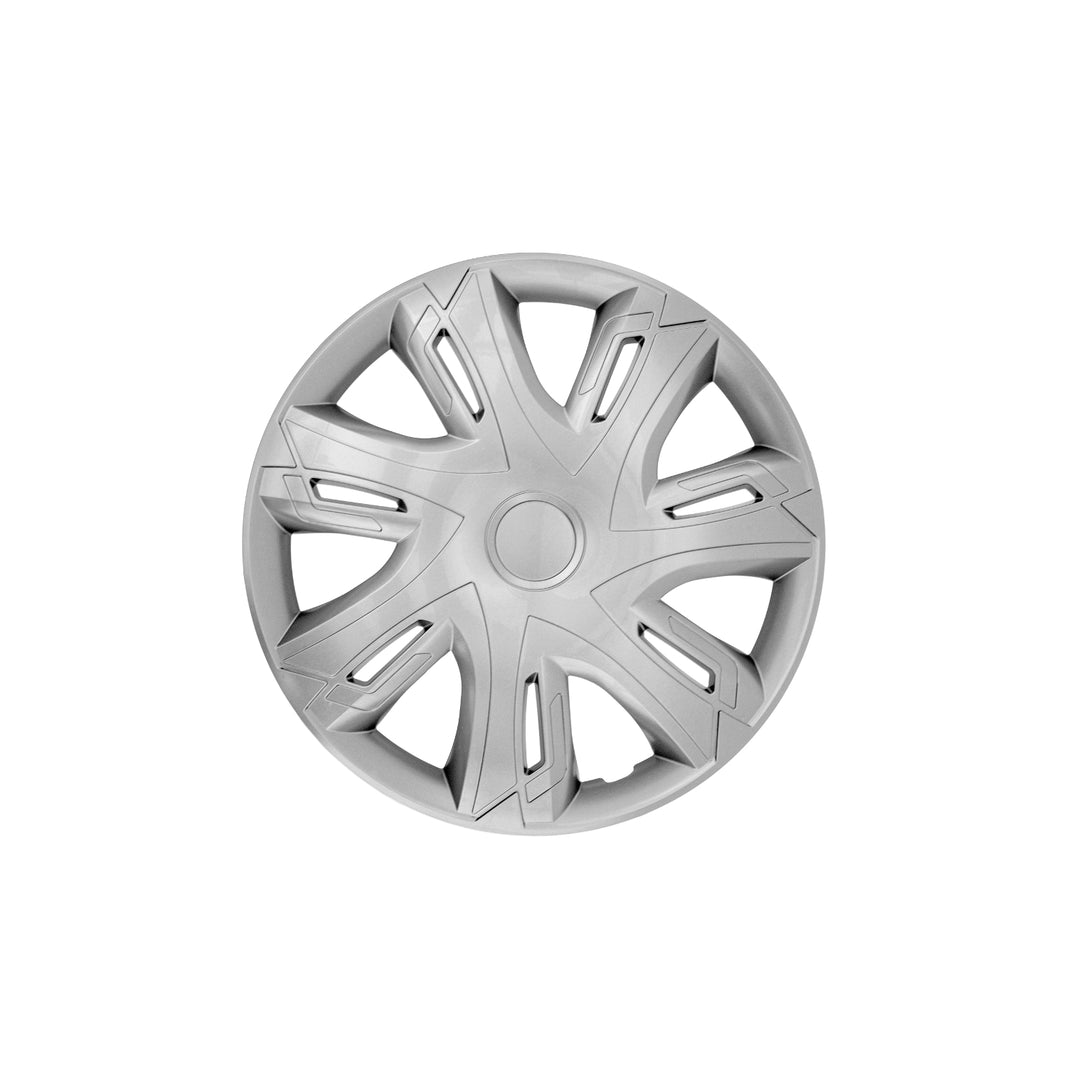 NRM N-Power wieldoppen voor stalen velgen Naafdoppen Set van 4 auto's voertuig Geschikt voor de meeste merken en velgen ABS-kunststof (zilver, 15")