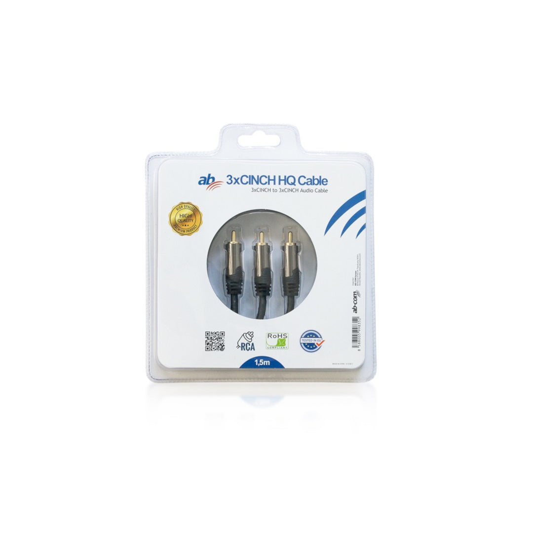 AB-COM - CINCH 3x RCA - 3x RCA 1,5m HQ hoogwaardige kabel
