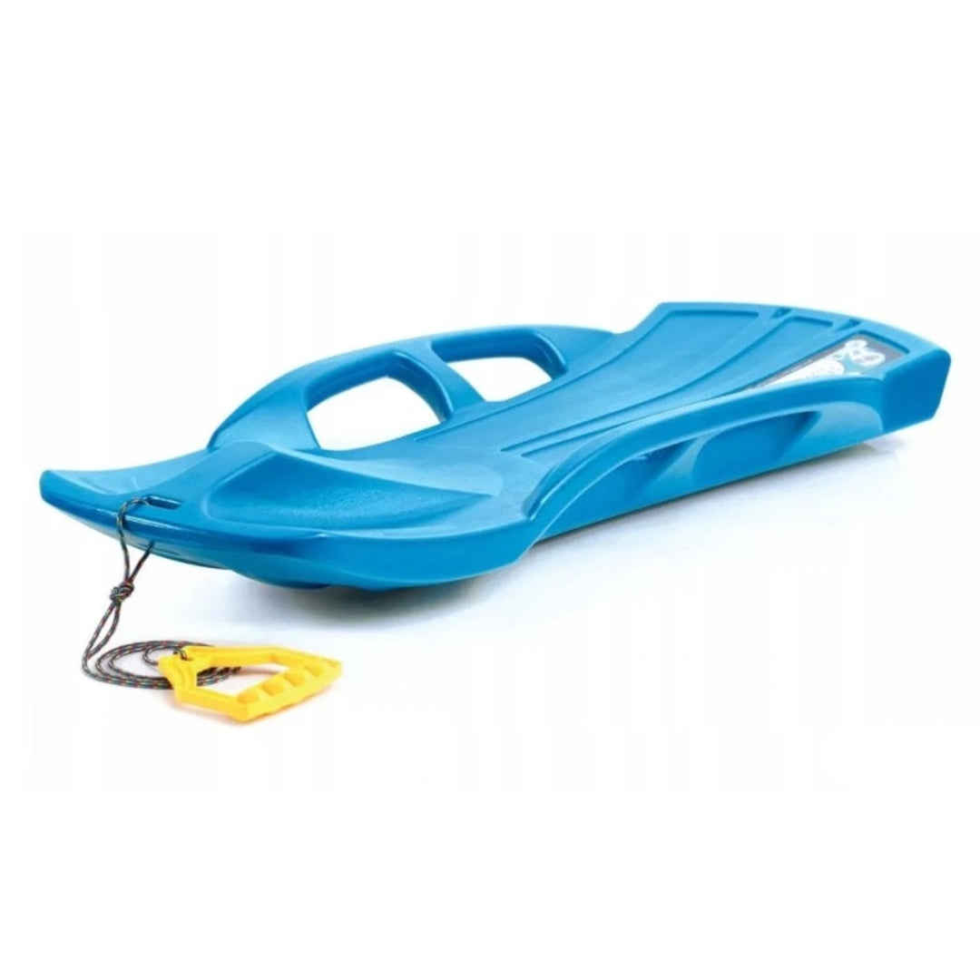 Kunststof sneeuw slee met trekkoord voor kinderen 110 cm blauw - Kinderslee