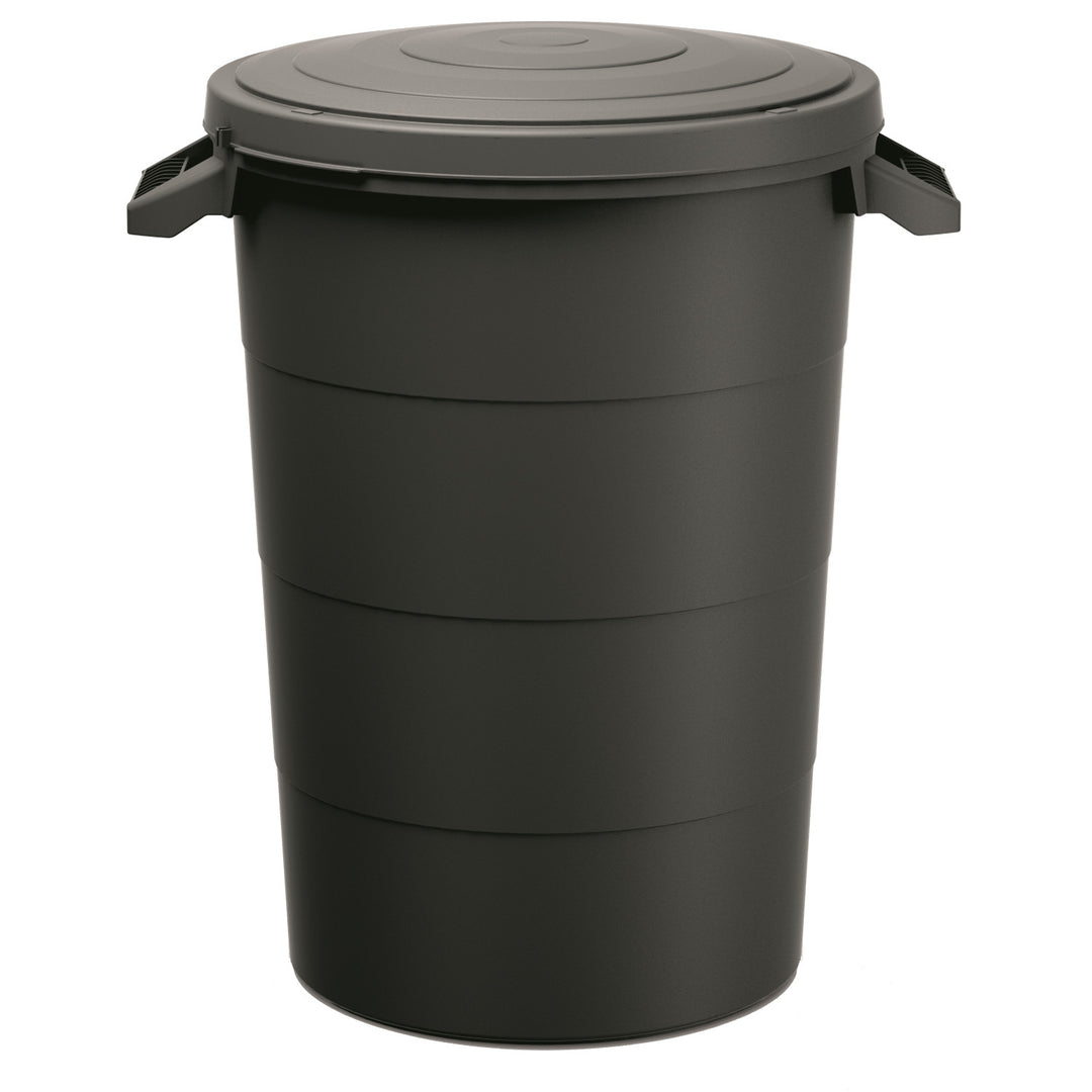 Keden Gladde afvalbak met deksel - Recycling 80 Liter Capaciteit Wateropvangvat Zwart