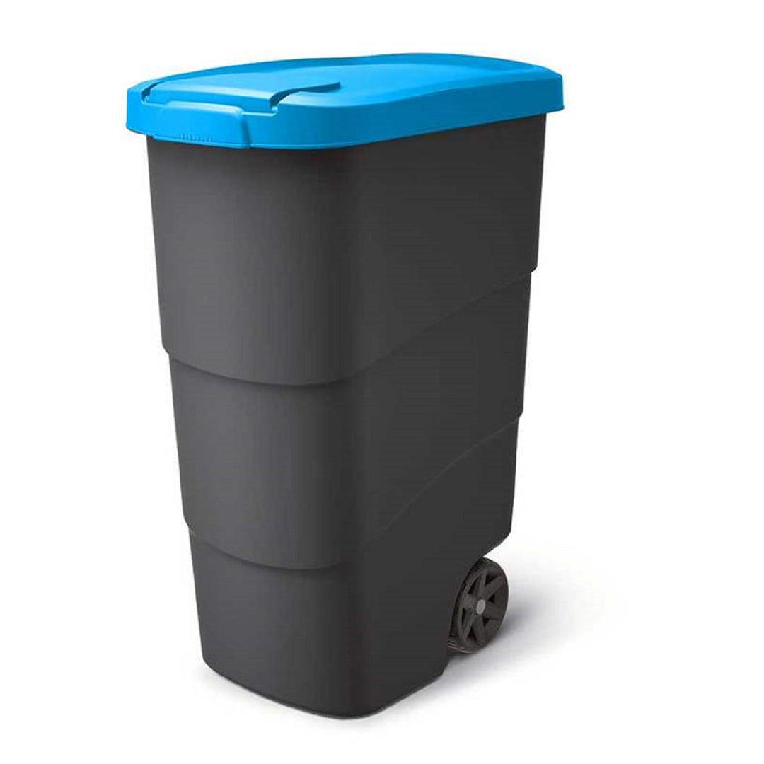 Prosperplast - Wheeler - Grote Afvalbak met wielen 90L - Blauw / Kunststof