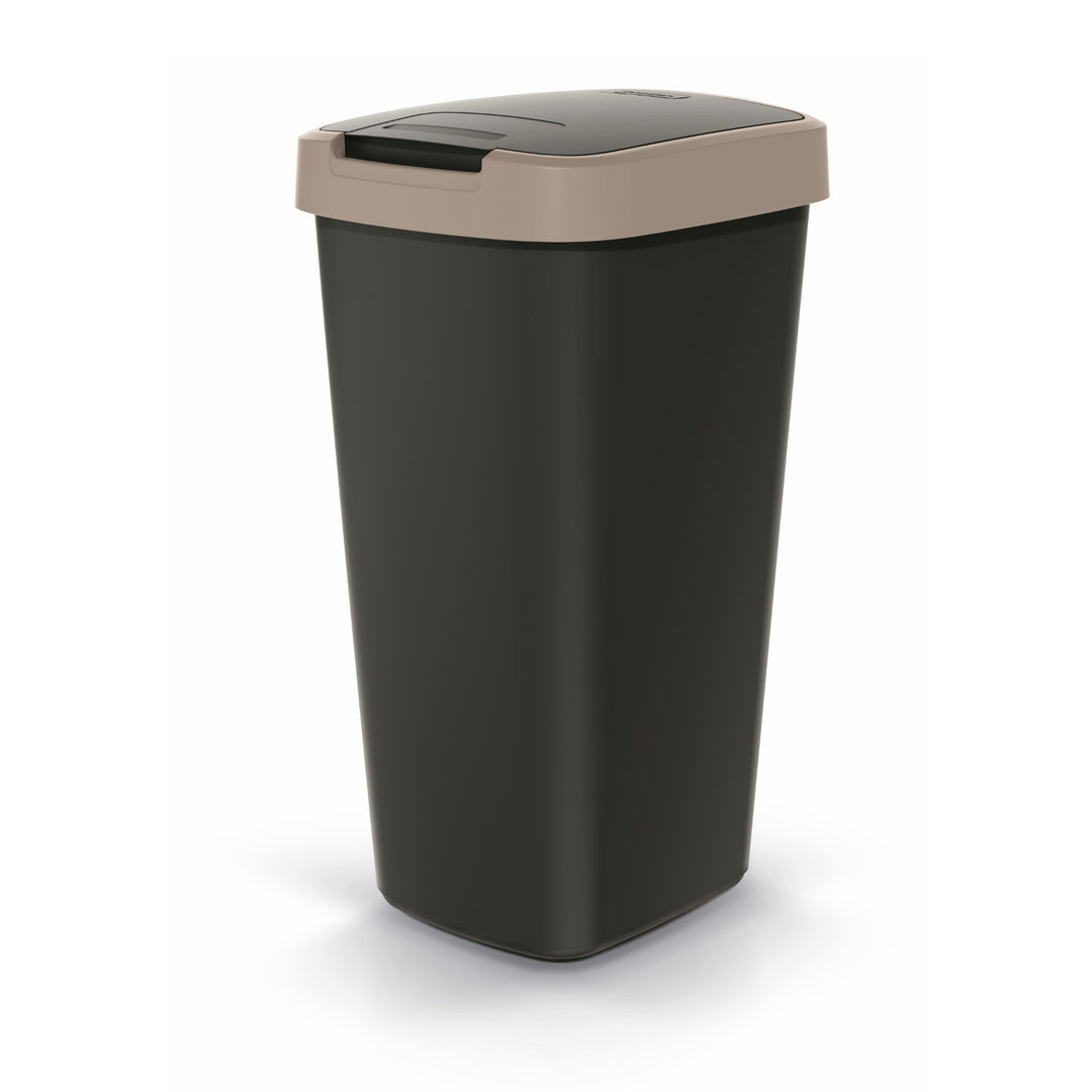 Prosperplast - Prullenbak / Afvalbak 25L - Zwart met lichtbruin frame