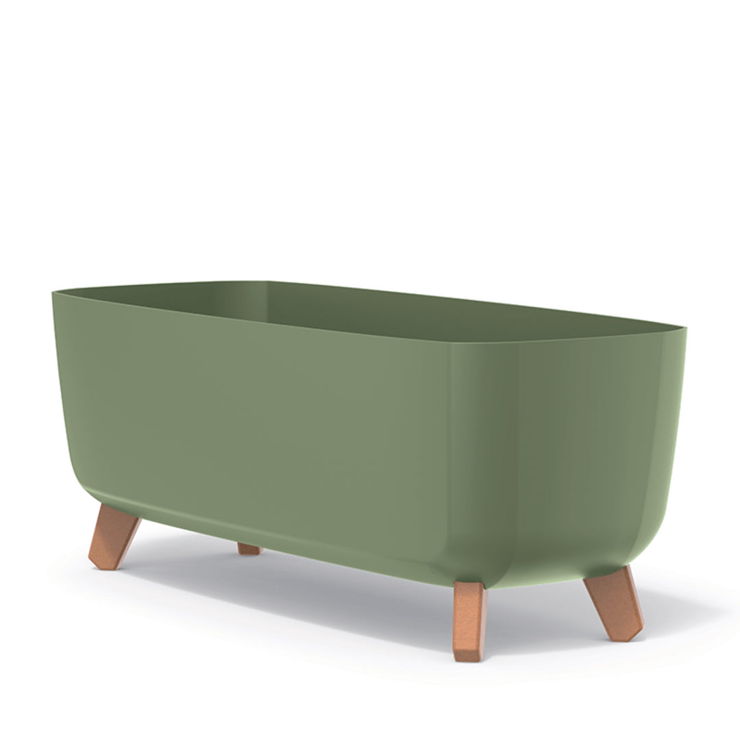 Prosperplast Gracia - Bloempot - met poten en inzet - groen - 58 x 24 x 23,5 cm