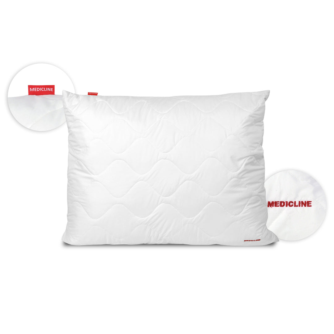 Medicline Kussen 80 x 80 cm Bekledingsmateriaal van microvezel gewicht: 60-80 g/m2 Vulmateriaal van siliconen anti-allergisch wasbaar tot 30 graden (80 x 80 cm Wit Gewatteerd)