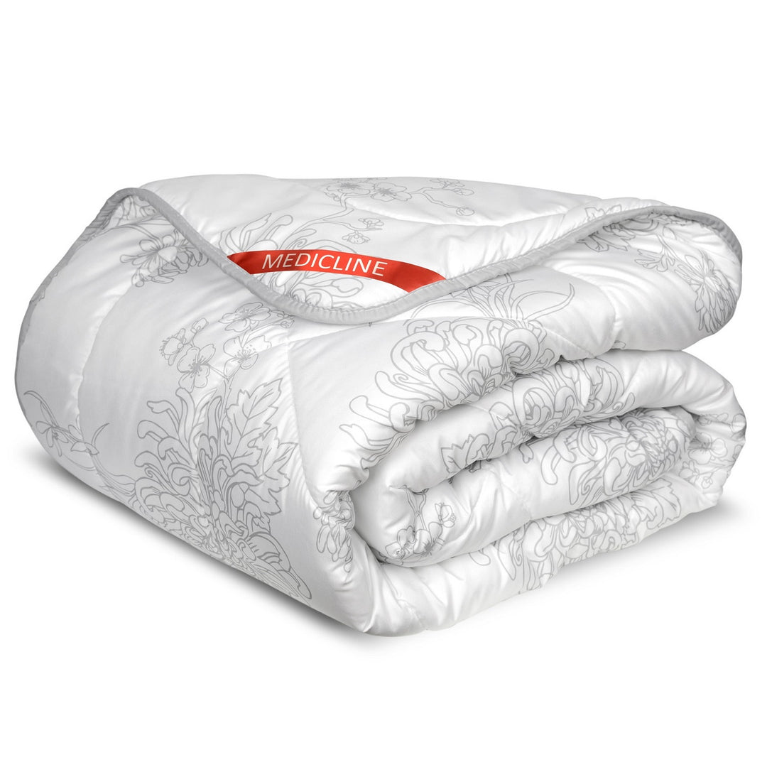 Medicline Dekbed 140 x 200 cm All-season deken Slaapdekbedovertrek materiaal Gemaakt van microvezel met draad Gewatteerde siliconen vulling 200 g/m2 Anti-allergisch (Bloemenpatroon 140 x 200 cm)