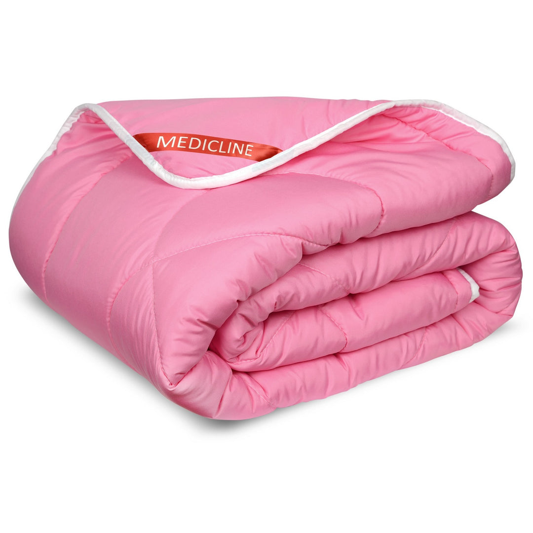 Medicline Quilt 160 x 200 cm Dekbed All-Season Slaapdeken Overtrekmateriaal van microvezel met draadgewatteerde siliconenvulling 200 g/m2 Anti-allergisch Wasbaar tot 30 graden (Roze 160 x 200 cm)