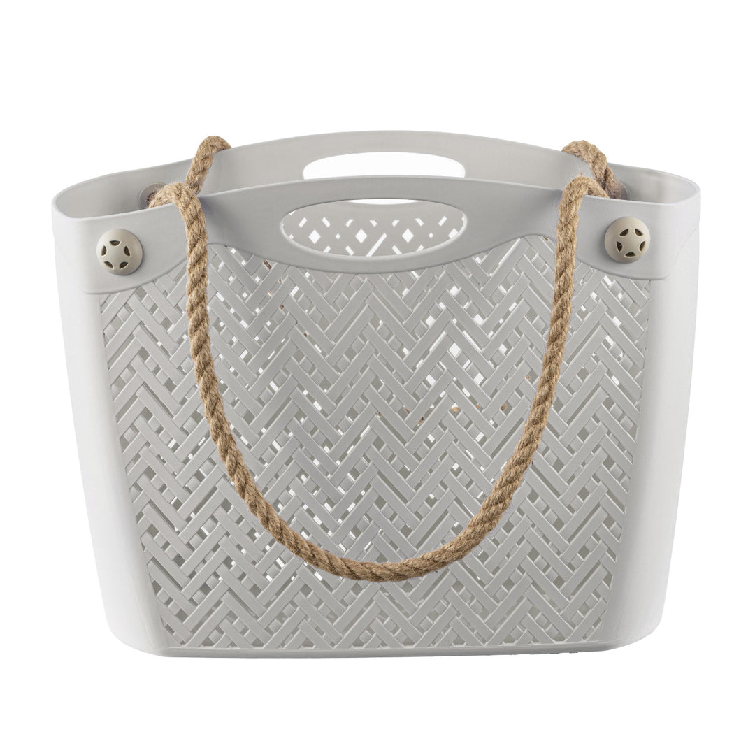 BranQ opengewerkte boodschappentas Boho witte romper - perfect voor strandboodschappen onderweg