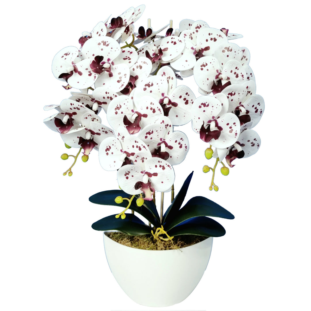Damich - Kunst Orchidee in Bloempot - Voor binnen Hoogte 60 cm - Wit