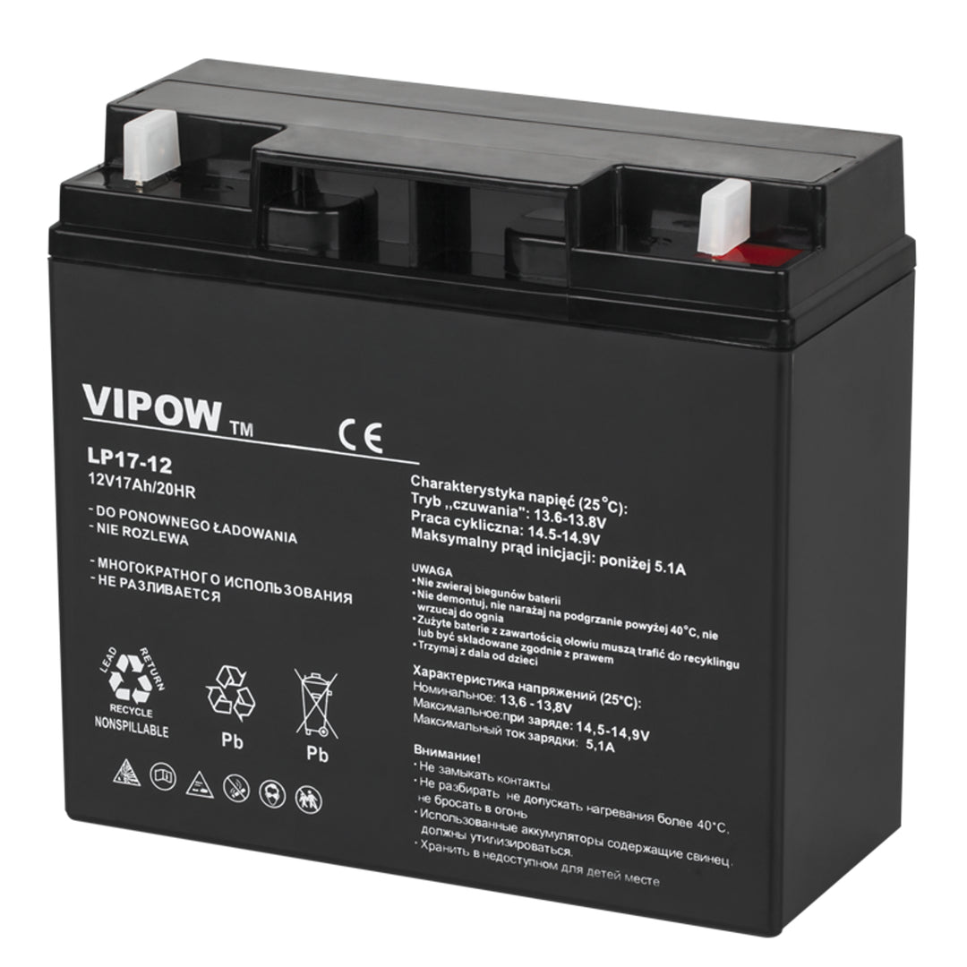 Vipov AGM 12V 17Ah gelbatterij verschillende gebruik zwarte kleur