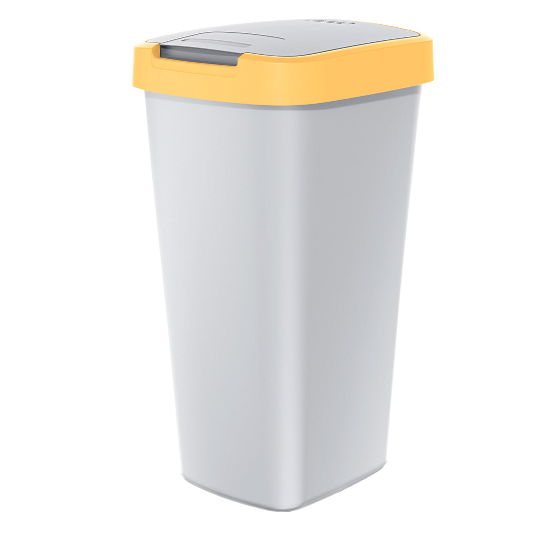 Afvalmand 25 liter KEDEN COMPACTA Q - Askleur met lichtgeel frame