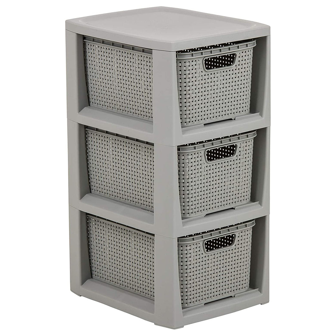 BranQ Rotan rek met 3 manden kleur grijs 3x7l