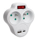 Maclean-stopcontact, stekkerdoos met 2 stopcontacten en USB A/C 2,4 A, type E, 2x16 A, MCE336 E