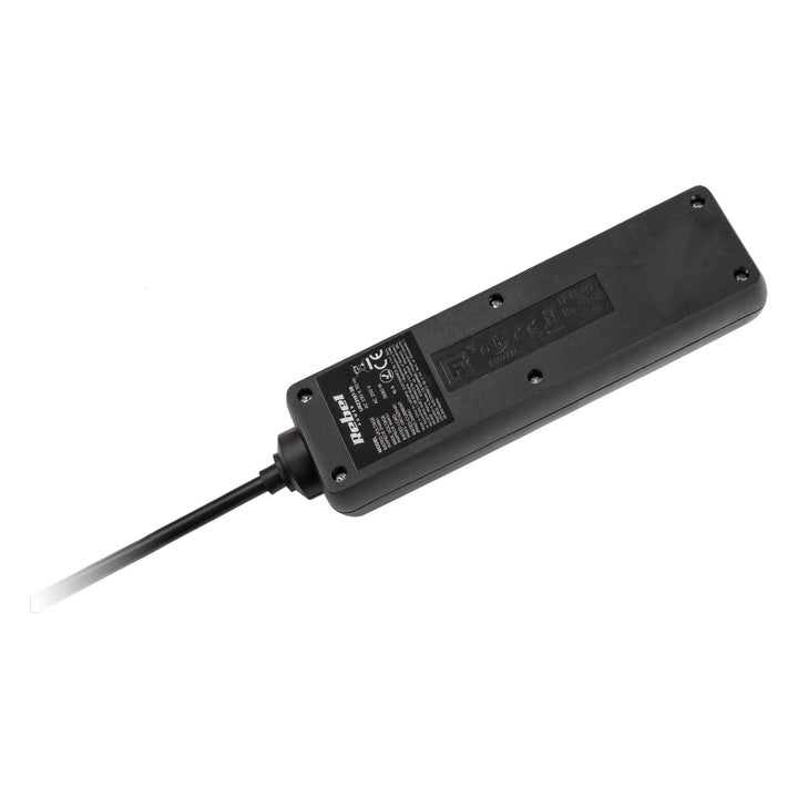 Rebel verlengkabel, 3 stopcontacten, 1,5m, met schakelaar, zwart, URZ3197-1.5