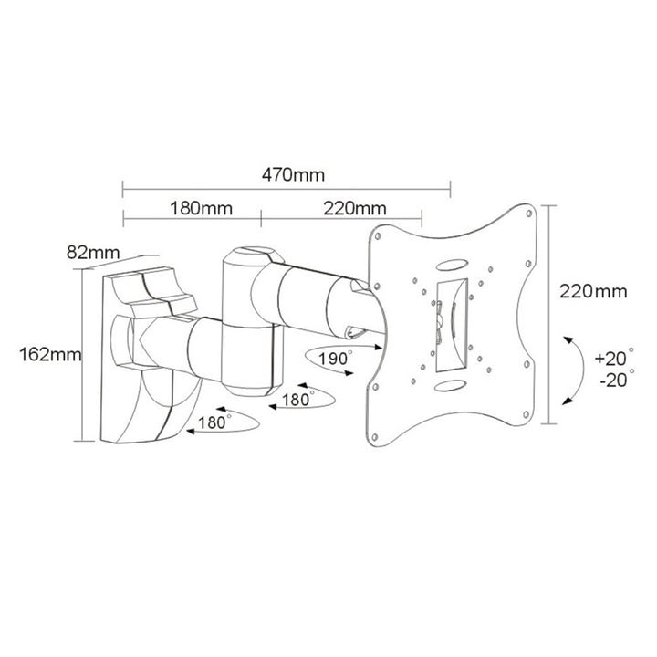 Maclean TV- of monitorbeugel, universeel, max. VESA 200x200, 23-50", 30 kg, zilver, MC-503A S