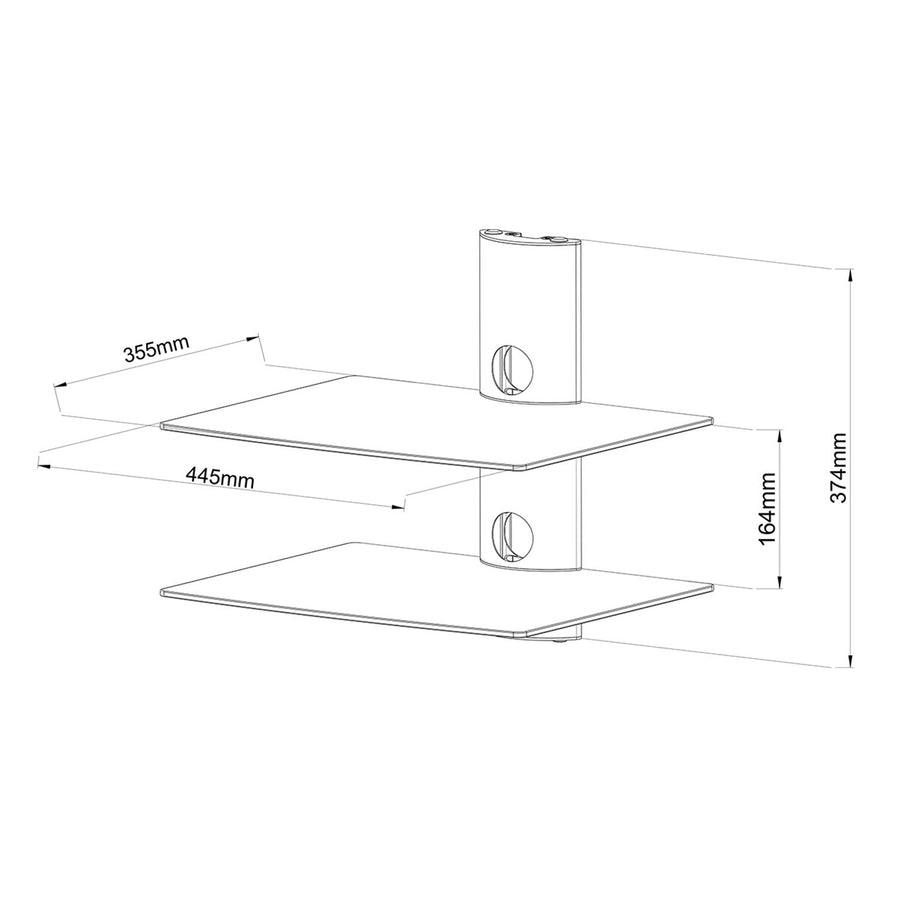 Dubbele glazen plank voor de DVD-tuner Art D-50N console