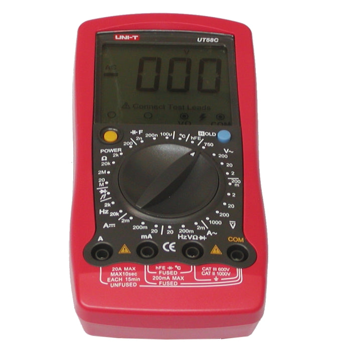 De professionele UT58C - UNI-T UT58C digitale meter vervaardigd door Uni-t is een universele multimeter met een aantal meetfuncties.