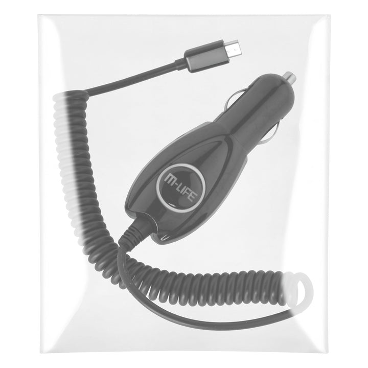 MicroUSB 800mAh M-Life auto-oplader spiraalkabel