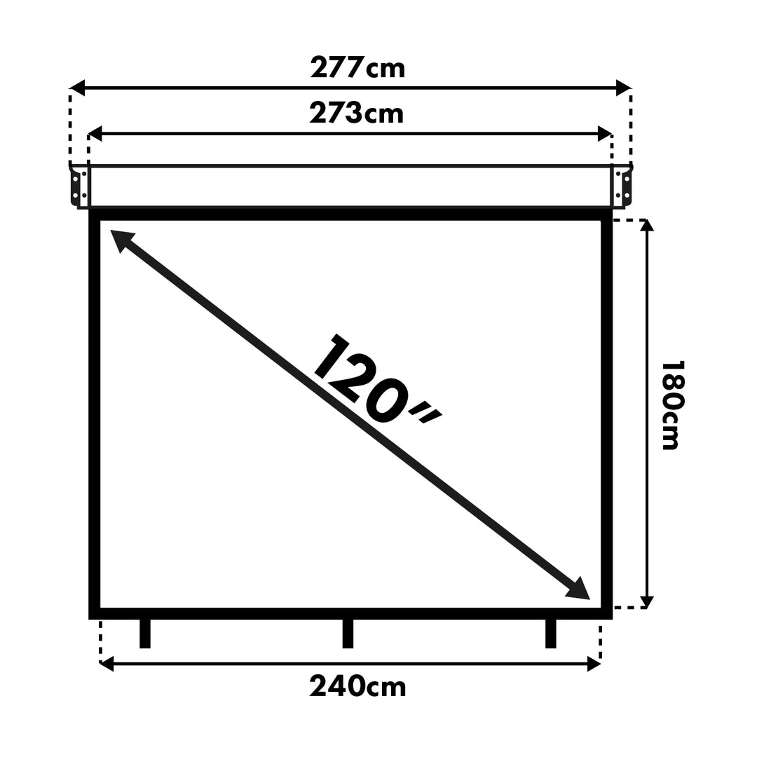 Maclean-projectiescherm, elektrisch, wand- of plafondmontage, 120 inch, 240 x 180 cm, 4:3, MC-593
