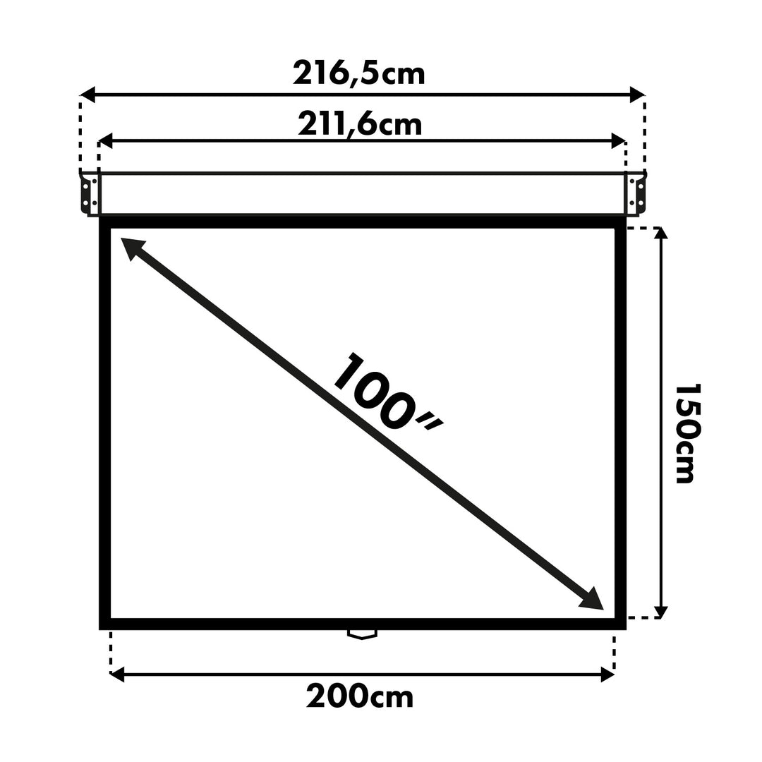 Projectiescherm 100" 4: 3 200x150 Maclean MC-594 zwarte achterzijde wit scherm thuis bioscoop