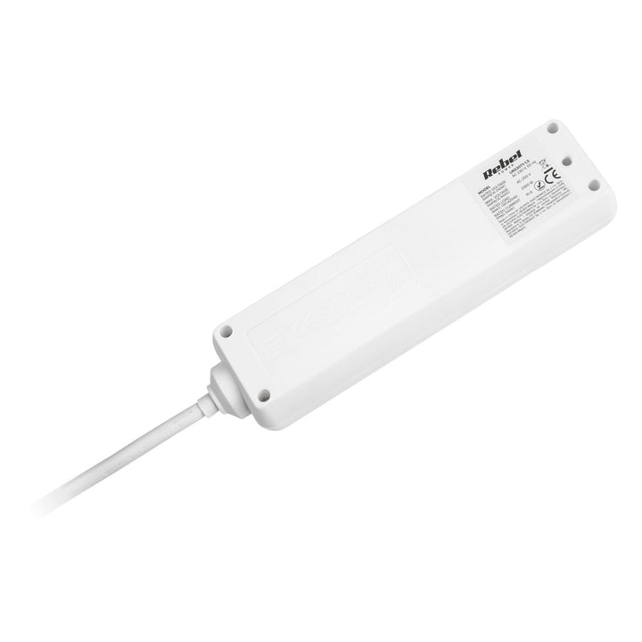 Verlengkabel wit Rebel 4 stopcontacten Duits type, lengte 1,5m (3x1,0) zonder schakelaar