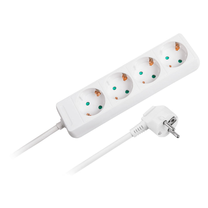 Verlengkabel wit Rebel 4 stopcontacten Duits type, lengte 1,5m (3x1,0) zonder schakelaar