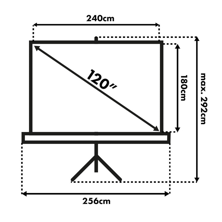 Maclean-projectiescherm, diagonaal 120 inch, 240 x 180 cm, op statief, beeldverhouding 4:3, MC-608