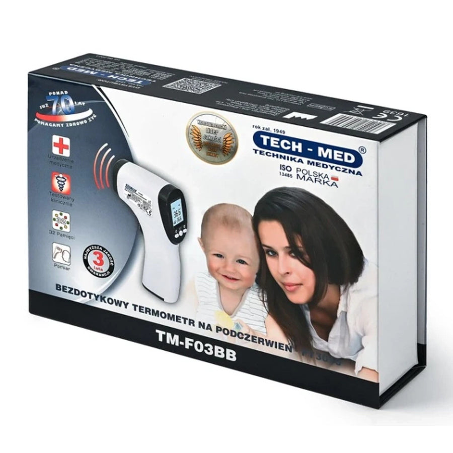 Contactloze thermometer van Tech-Med, LCD-scherm, geheugen voor 32 resultaten, TM-F03BB