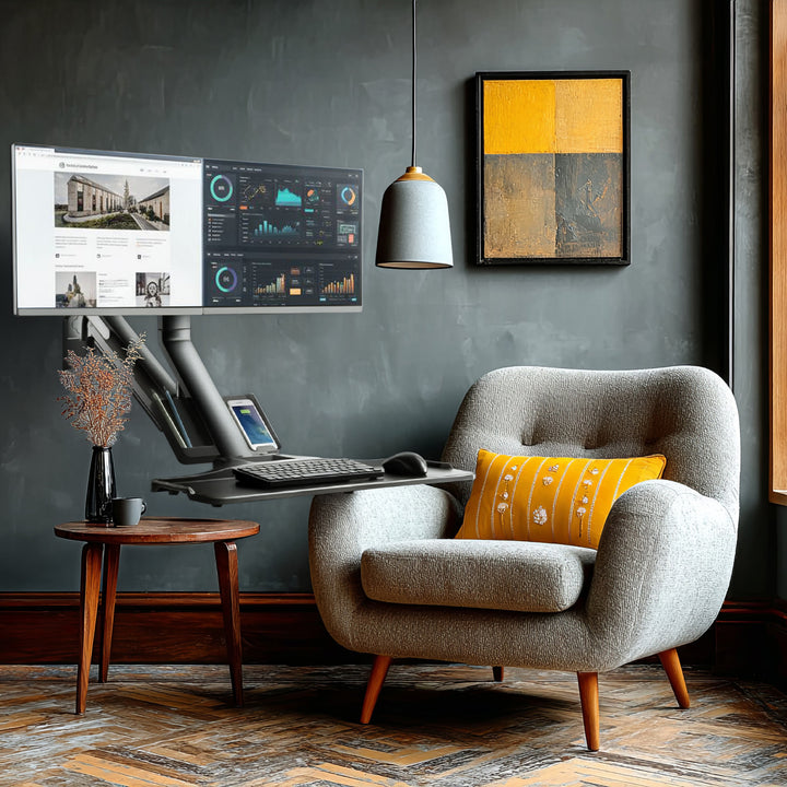 Maclean - Monitorbeugel / Muurbevestiging en Toetsenbordplank - VESA 17" - 32"