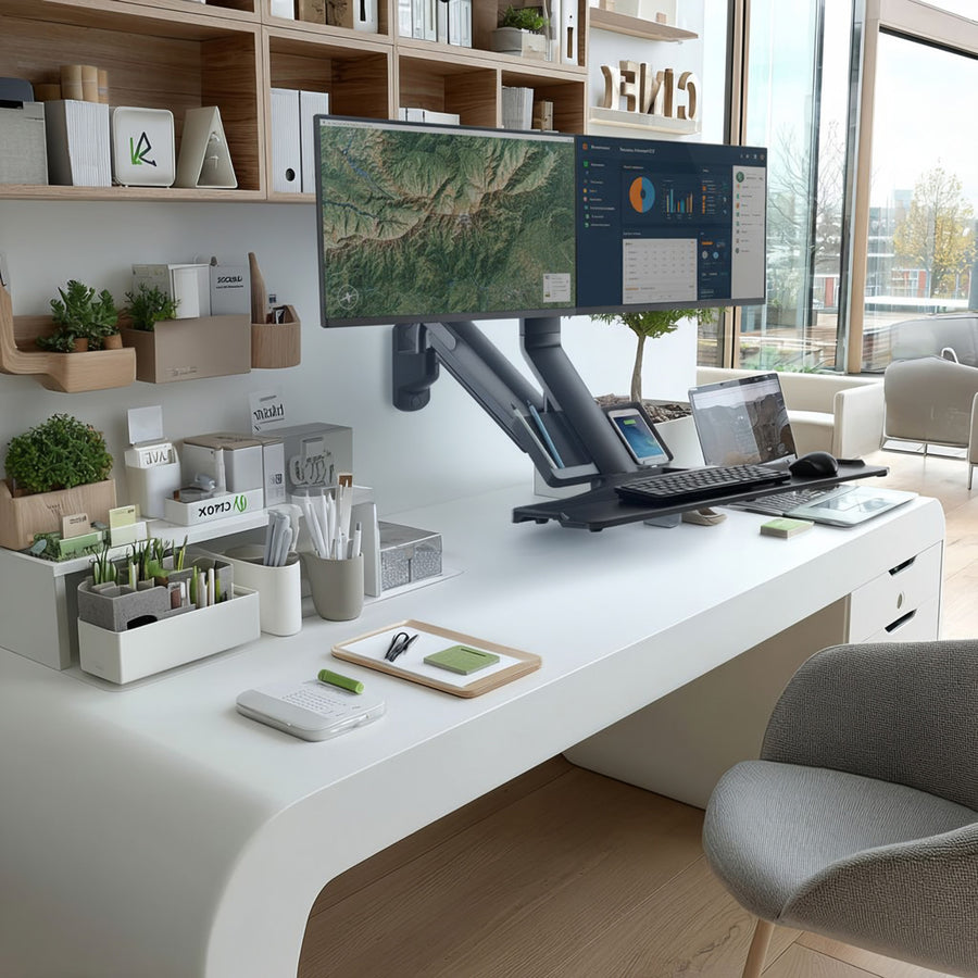 Maclean - Monitorbeugel / Muurbevestiging en Toetsenbordplank - VESA 17" - 32"