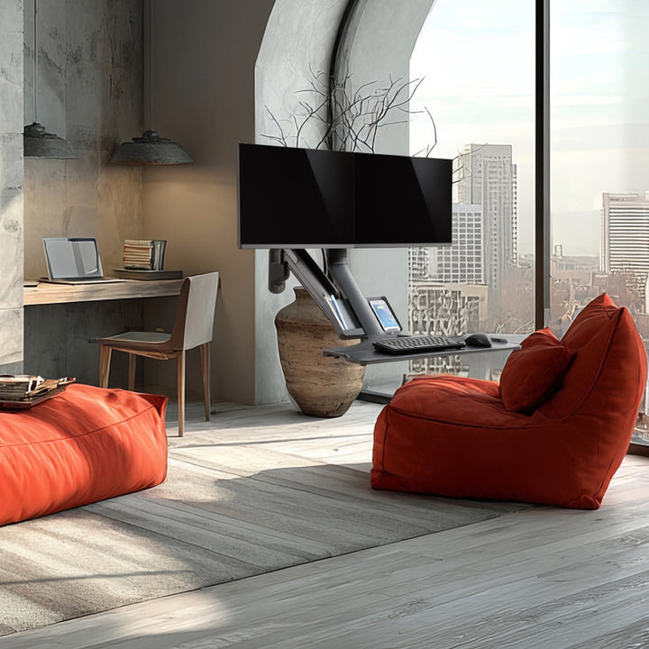 Maclean - Monitorbeugel / Muurbevestiging en Toetsenbordplank - VESA 17" - 32"