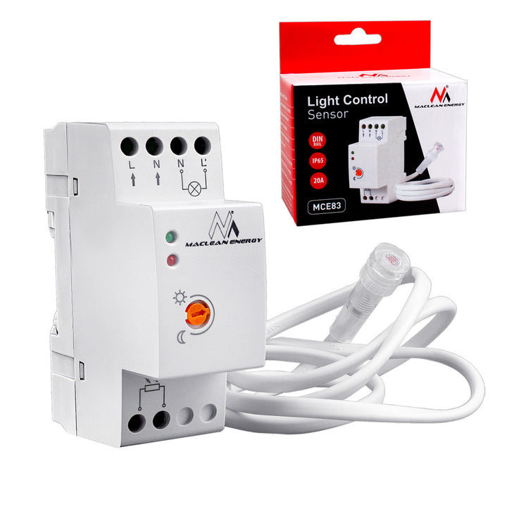 Schemerschakelaar voor DIN-rail met externe sonde Maclean MCE 83