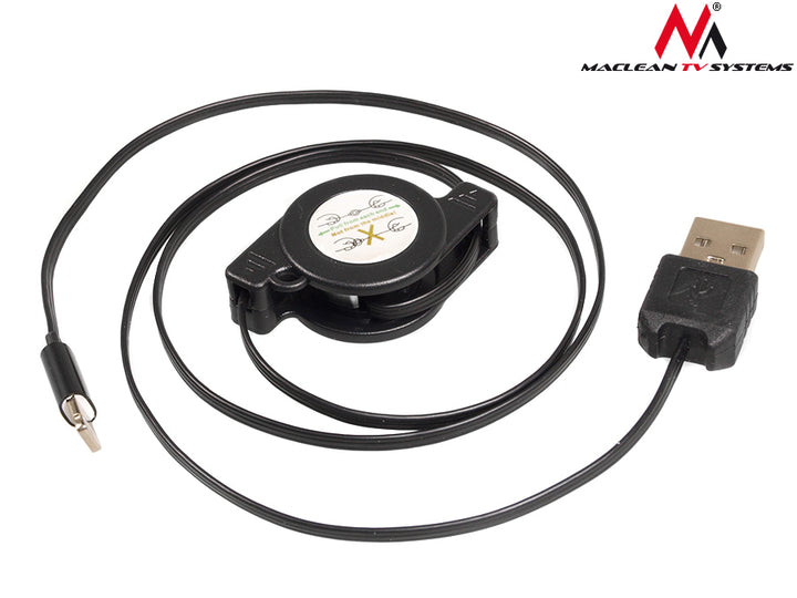 USB-bliksem 8P zwarte intrekbare kabel Maclean MCTV-731