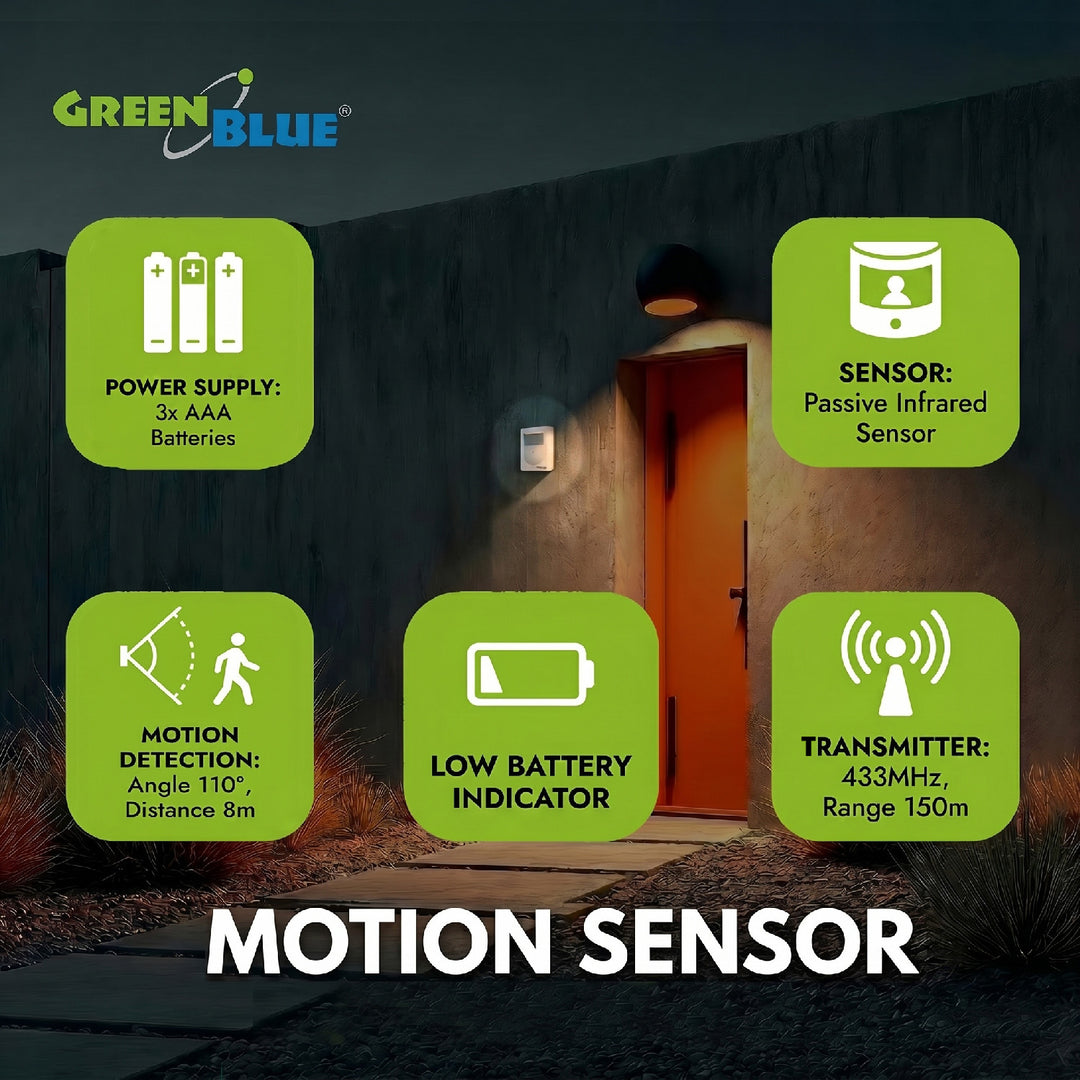 Alarm met bewegingsmelder Greenblue IP44 PIR Sensor motion