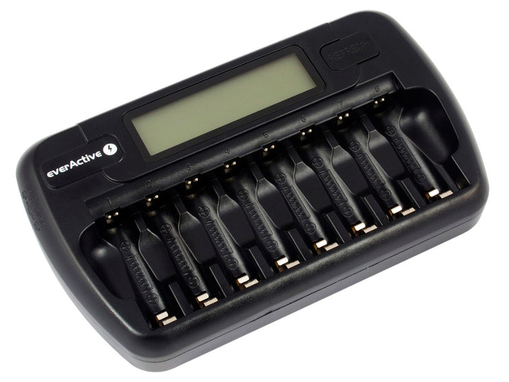 Batterijlader AA en AAA everActive, 8 kanalen, LCD-scherm, NC-800