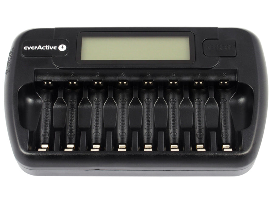 Batterijlader AA en AAA everActive, 8 kanalen, LCD-scherm, NC-800