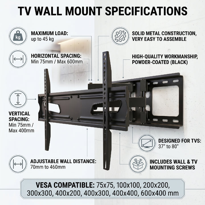 Wandsteun Muurbeugel Maclean 37-80" LCD LED TV 40 kg
