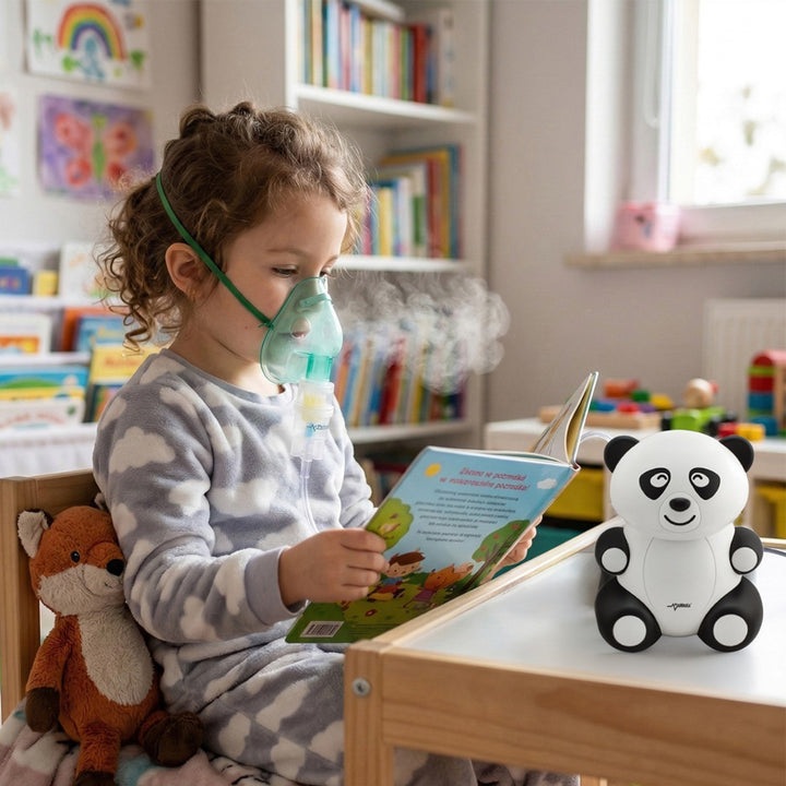 Promedix PR-812 Inhalator voor kinderen Panda Vernevelaarset 2 Maskers 5 Filters