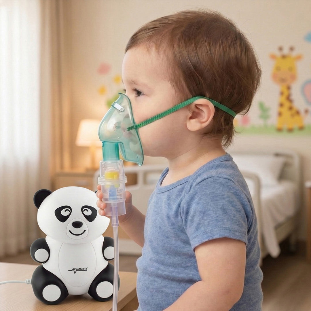 Promedix PR-812 Inhalator voor kinderen Panda Vernevelaarset 2 Maskers 5 Filters