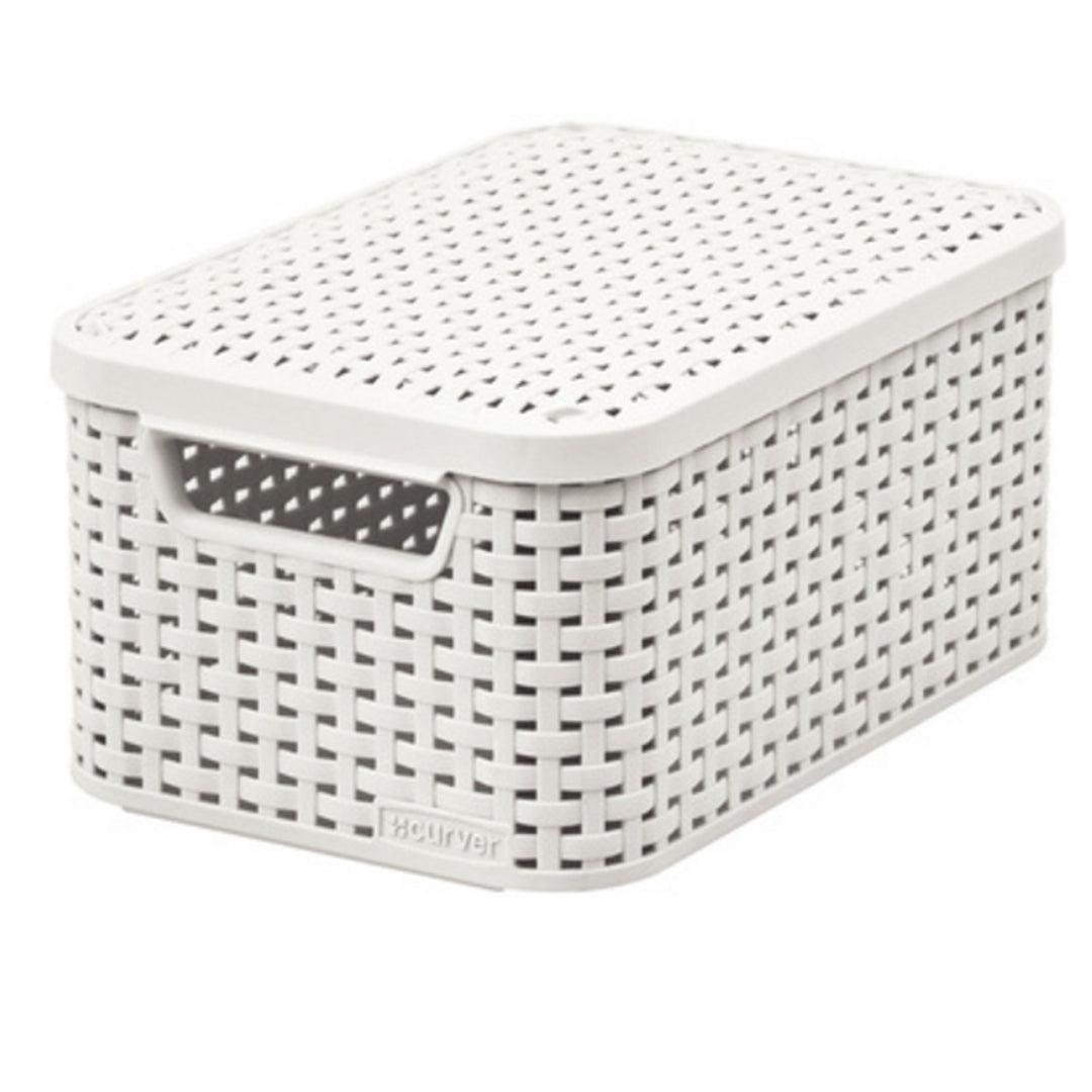 Beige Gebogen Rotan My Style-mand met deksel
