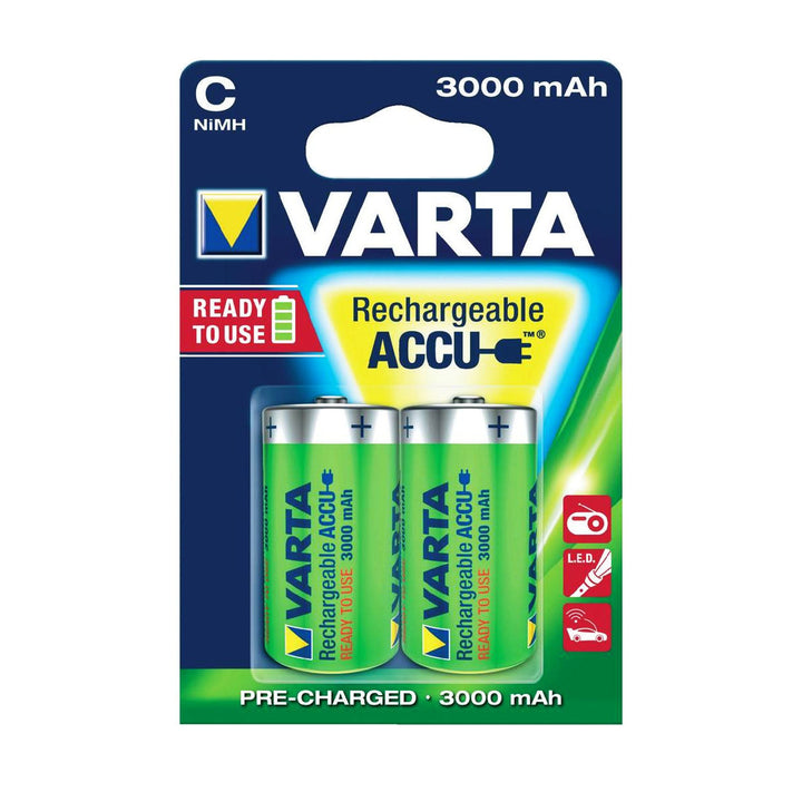 2x Varta Ready2Use R14 C oplaadbare batterijen, capaciteit 3000 mAh