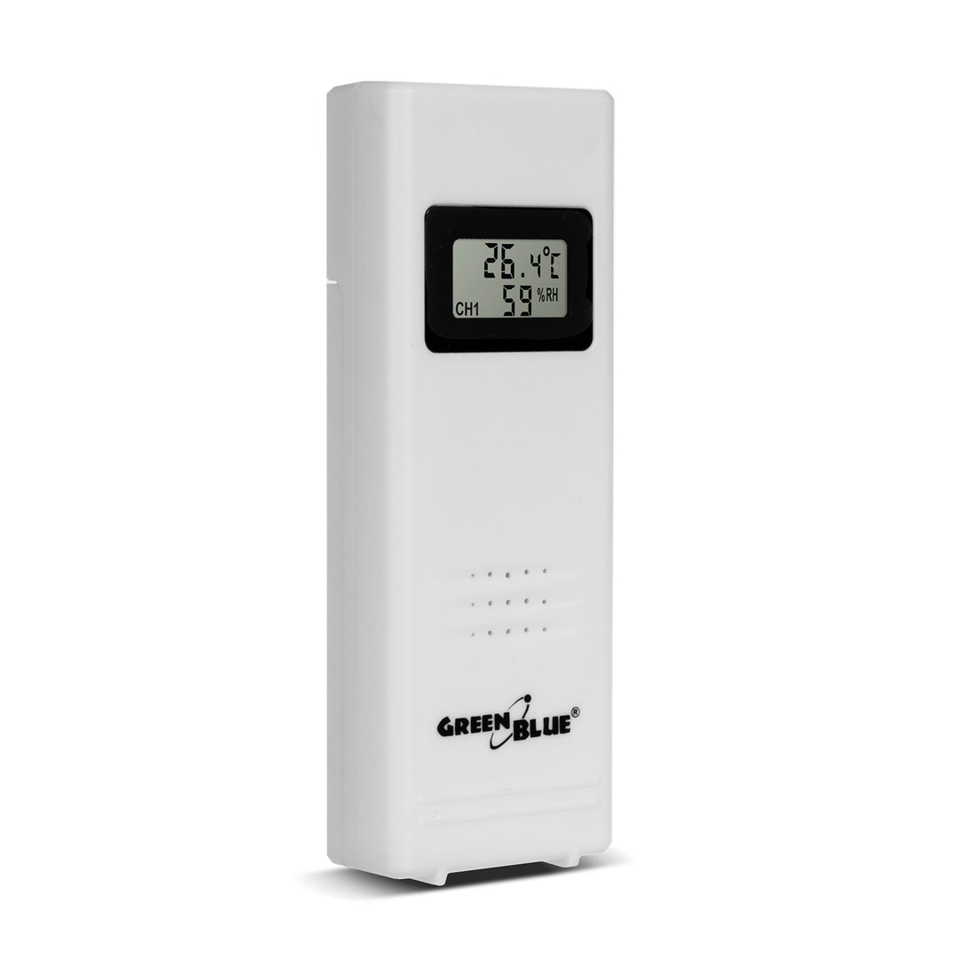 Draadloos weerstation IN/OUT temperatuur vochtigheid maanfase Groenblauw GB147W wit